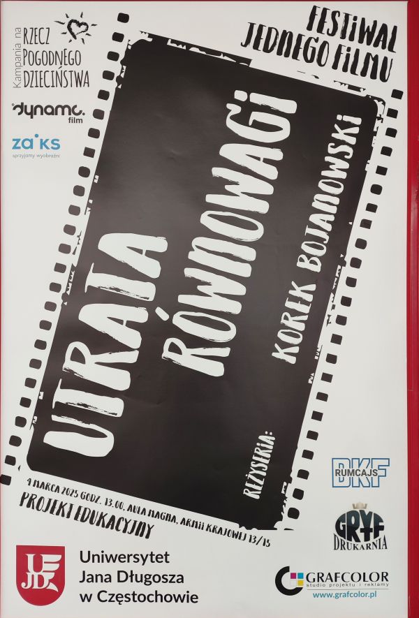 Plakat z pokaz filmu „Utrata równowagi”