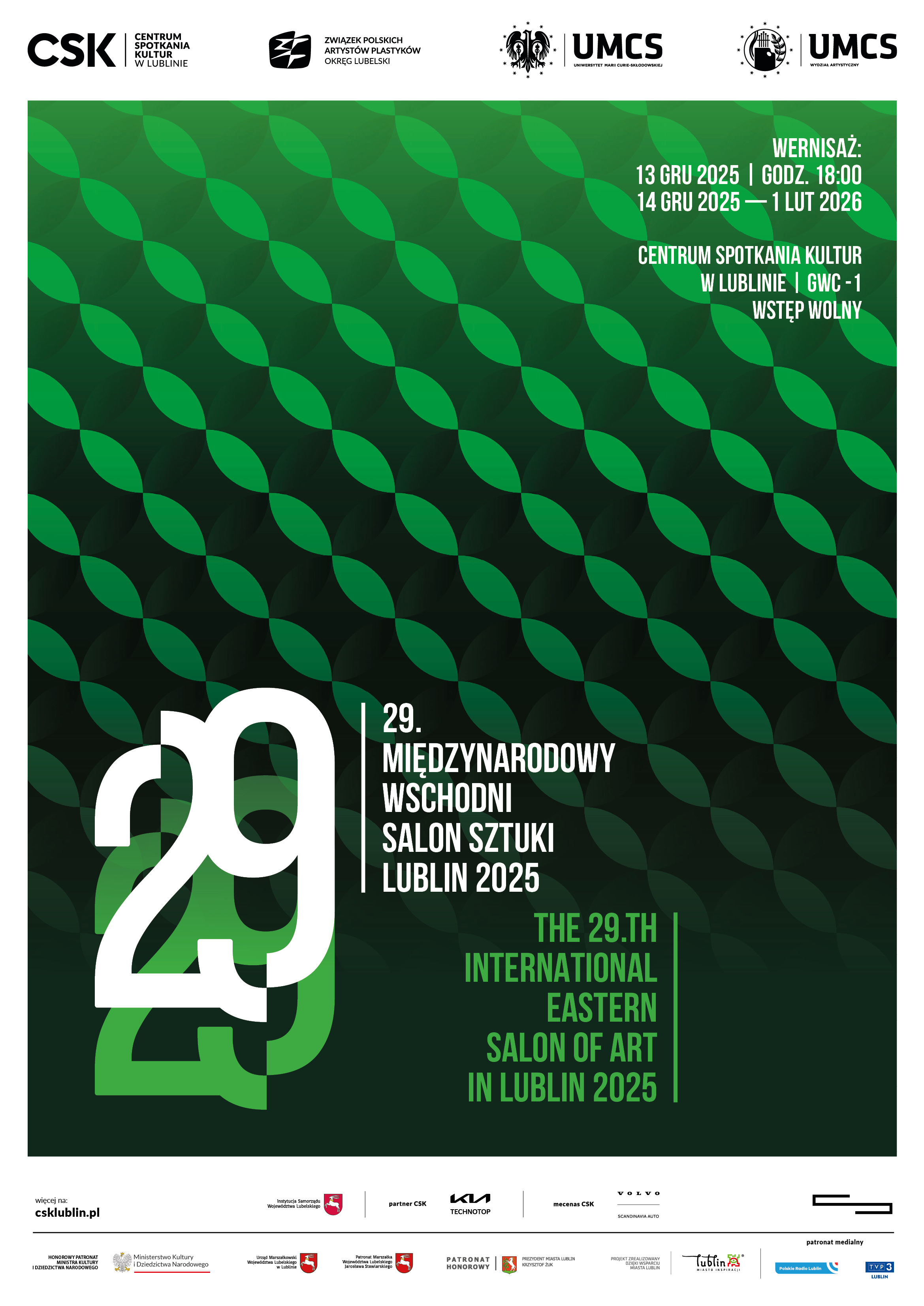 Plakat promujący: ,,29 Międzynarodowy Wschodni Salon Sztuki Lublin".