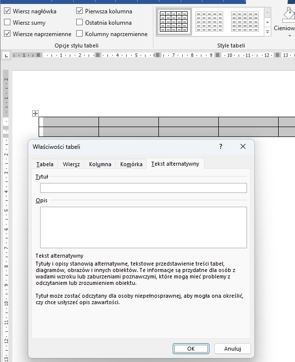 lokalizacja pola Tytuł w programie Microsoft Word