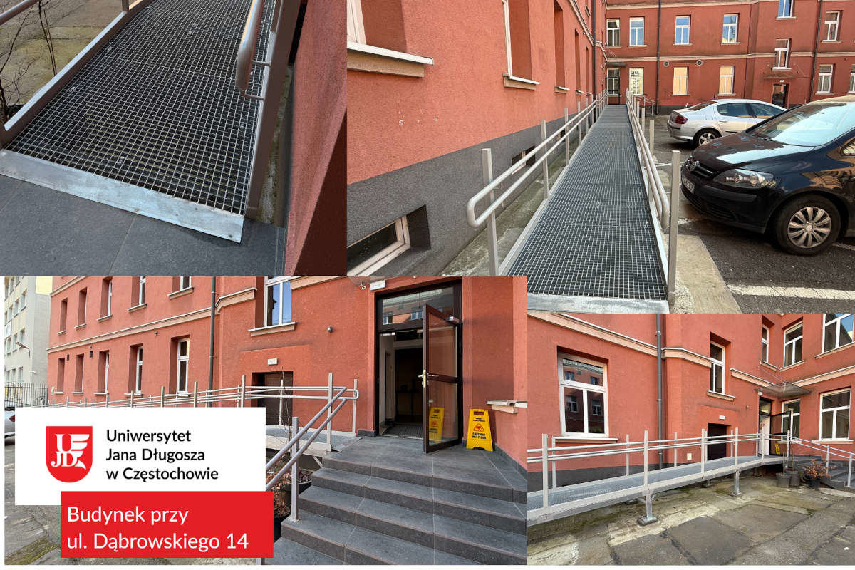 Rozwiązanie architektoniczne ułatwiające dostępność do budynku na Dąbrowskiego 14